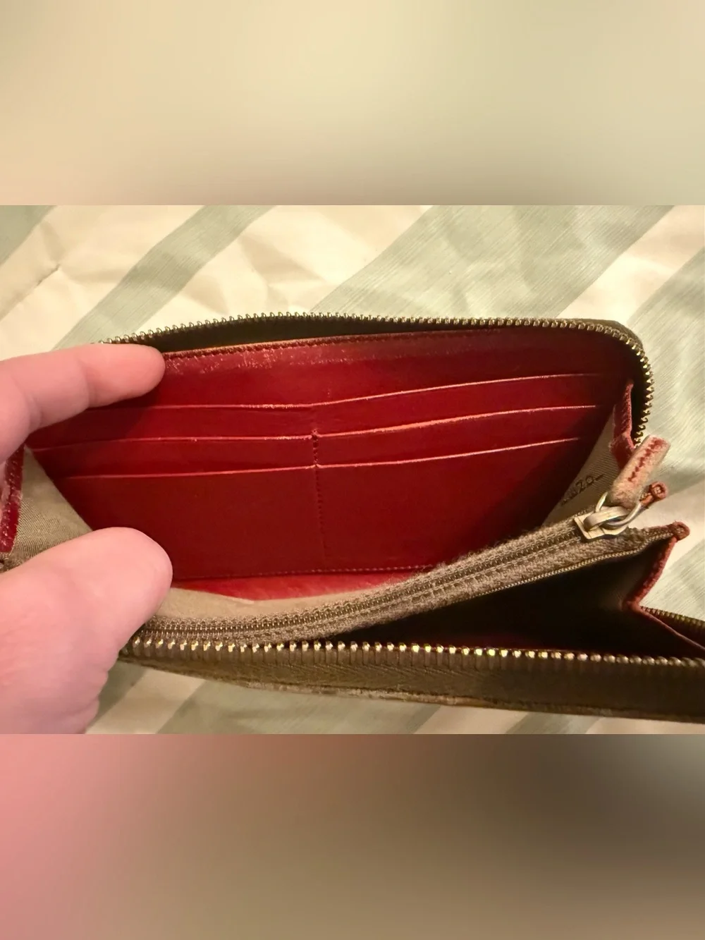 Fendi Monogram Zucchino/Zucca Zip-Around Wallet